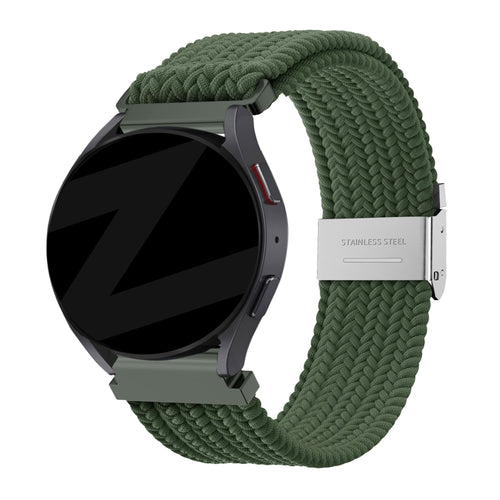 Gevlochten Nylon horlogebandje - 22mm - Olijfgroen