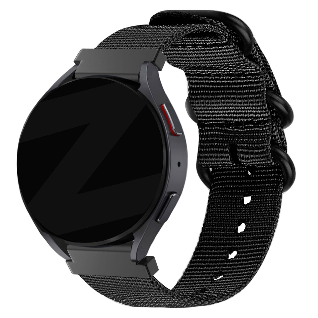 Nylon met gesp horlogebandje - 20mm - Zwart