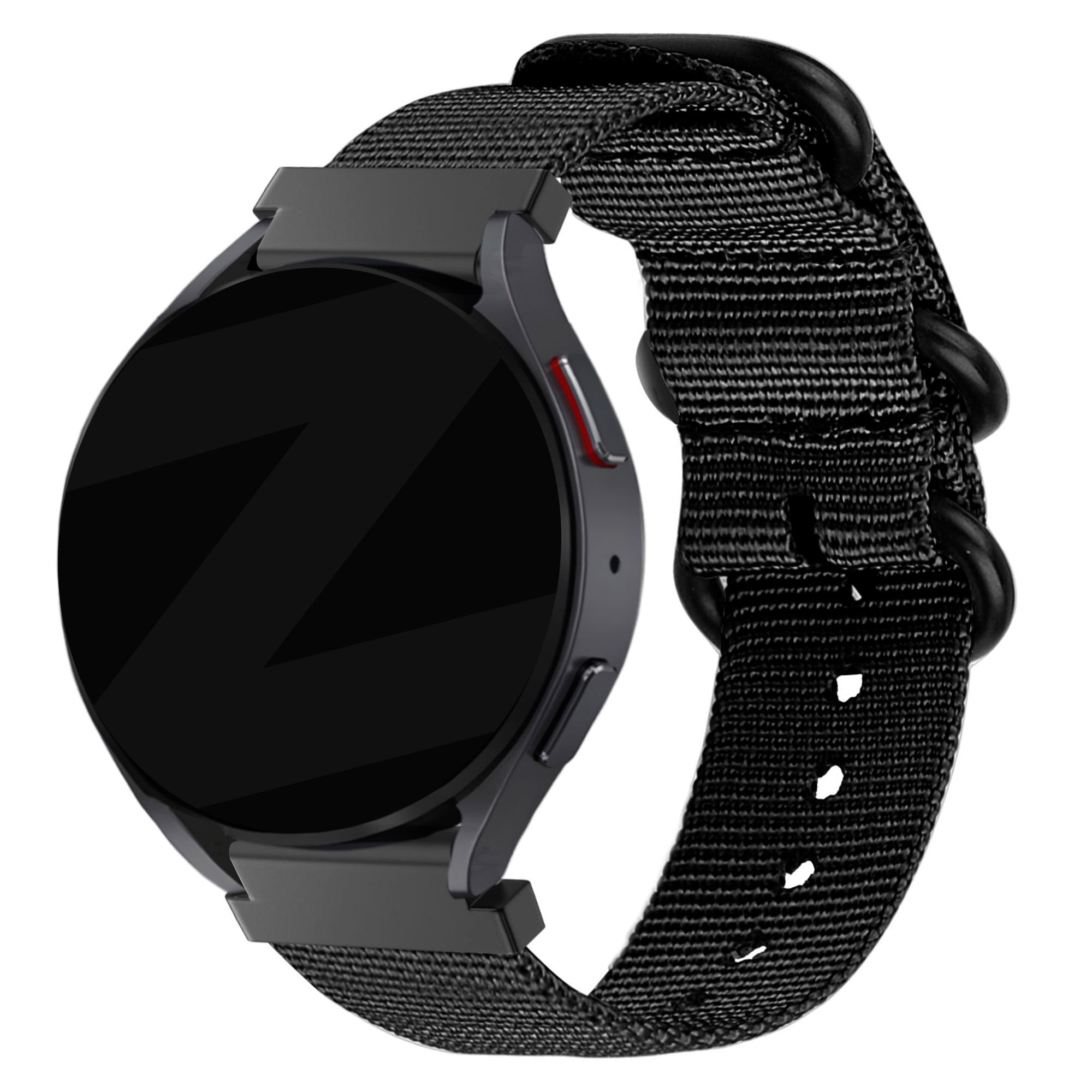 Nylon met gesp horlogebandje - 20mm - Zwart
