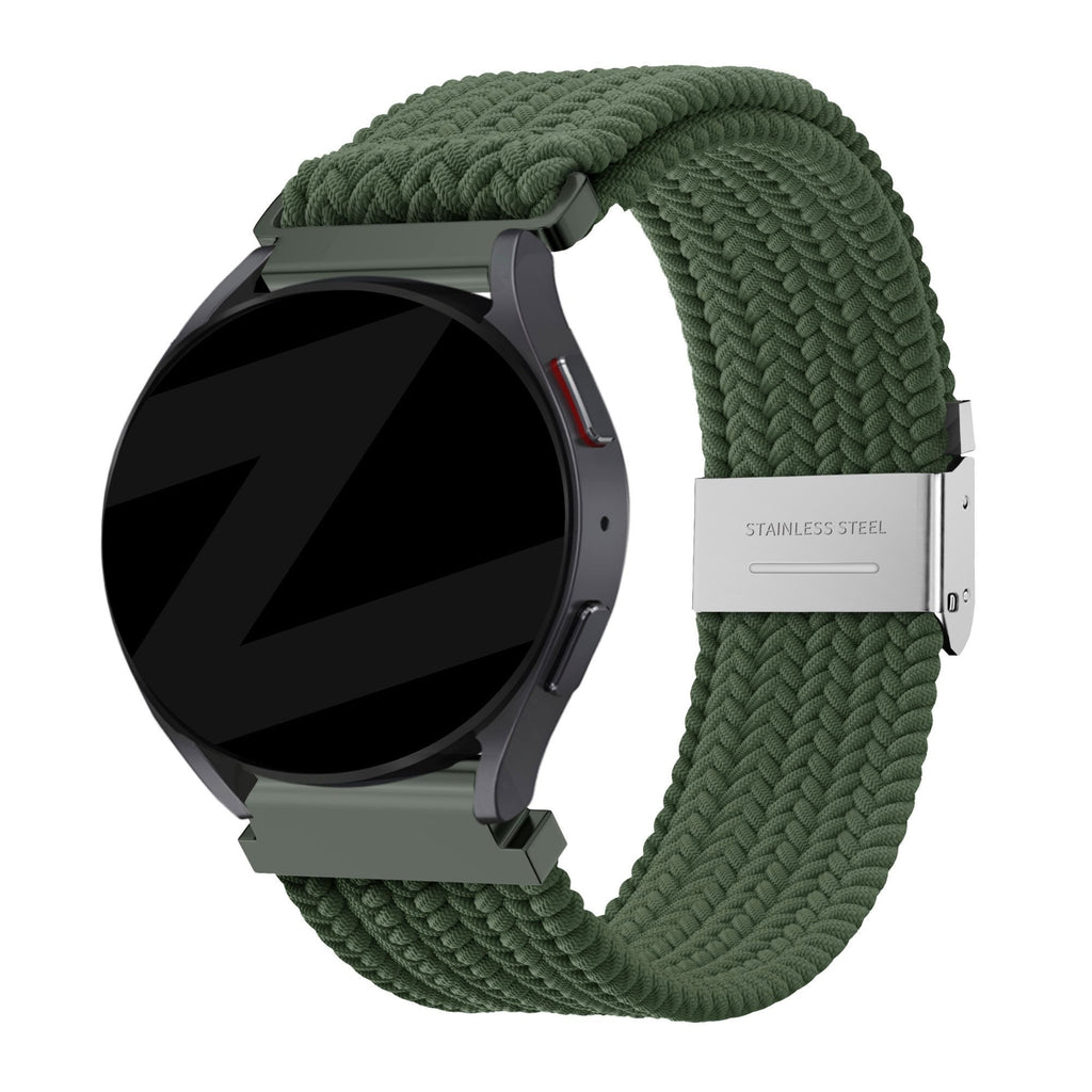 Gevlochten Nylon horlogebandje - 20mm - Olijfgroen