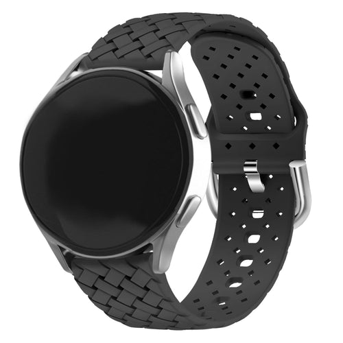 Gevlochten siliconen horlogebandje - 20mm - Zwart