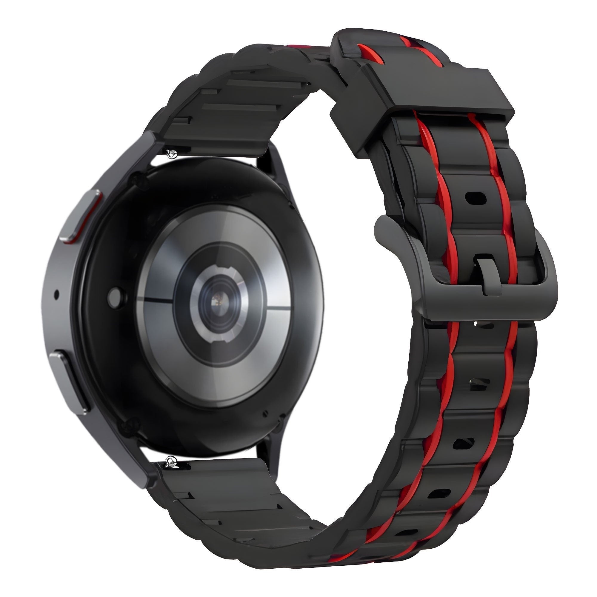 Sport Gestreept horlogebandje - 22mm - Zwart/rood