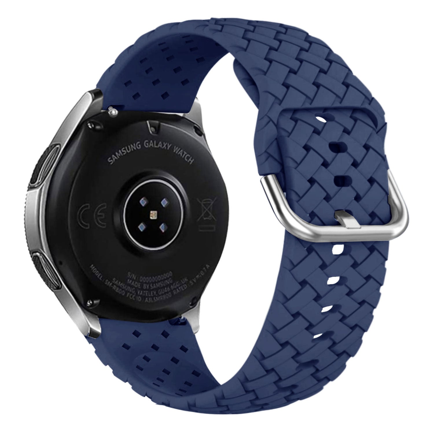 Gevlochten siliconen horlogebandje - 20mm - Donkerblauw