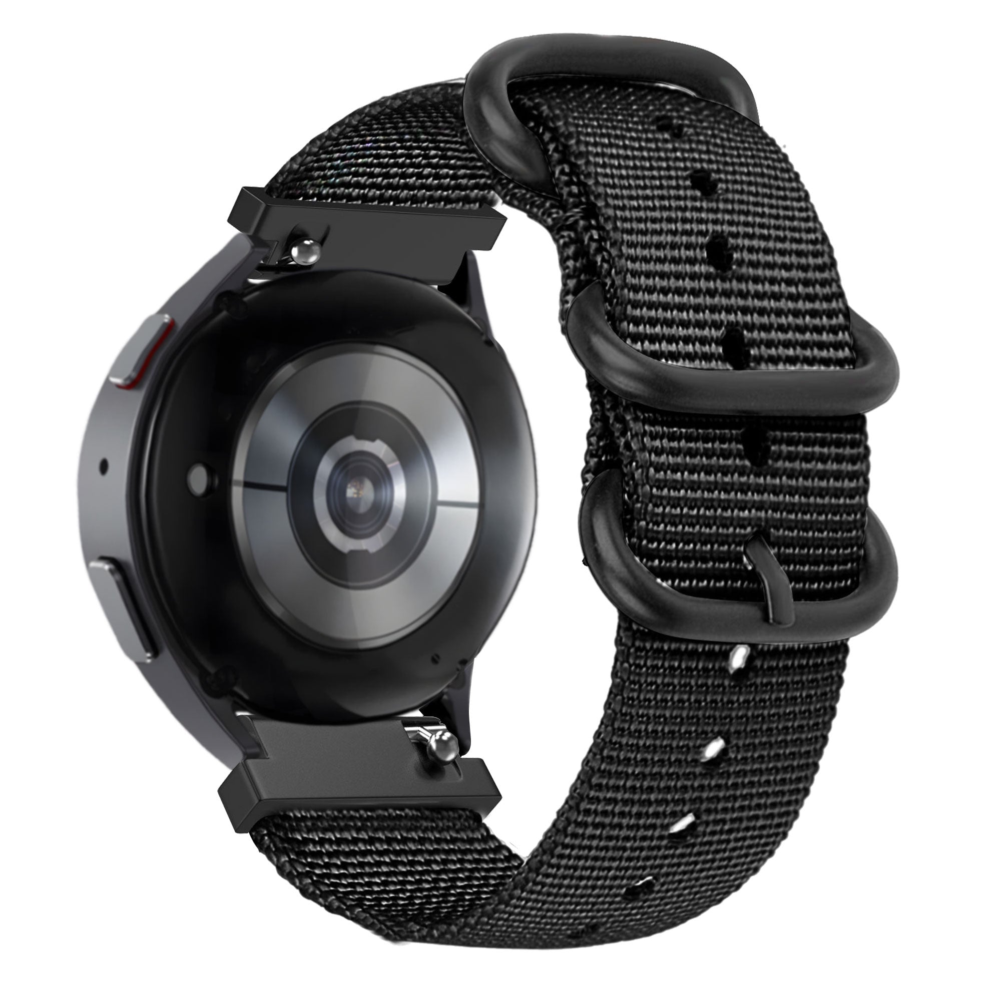 Nylon met gesp horlogebandje - 20mm - Zwart