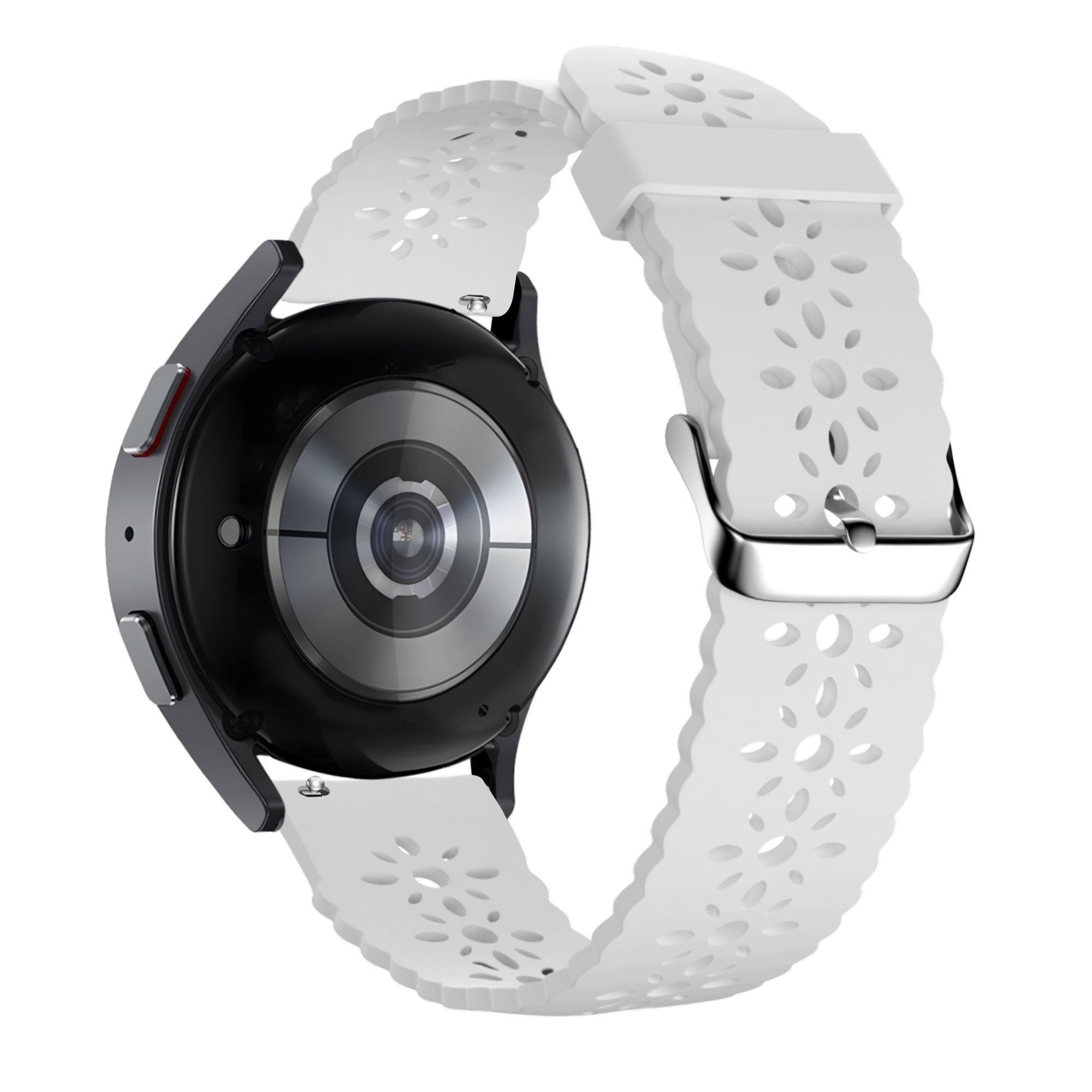 Siliconen met bloemenpatroon horlogebandje - 20mm - Wit