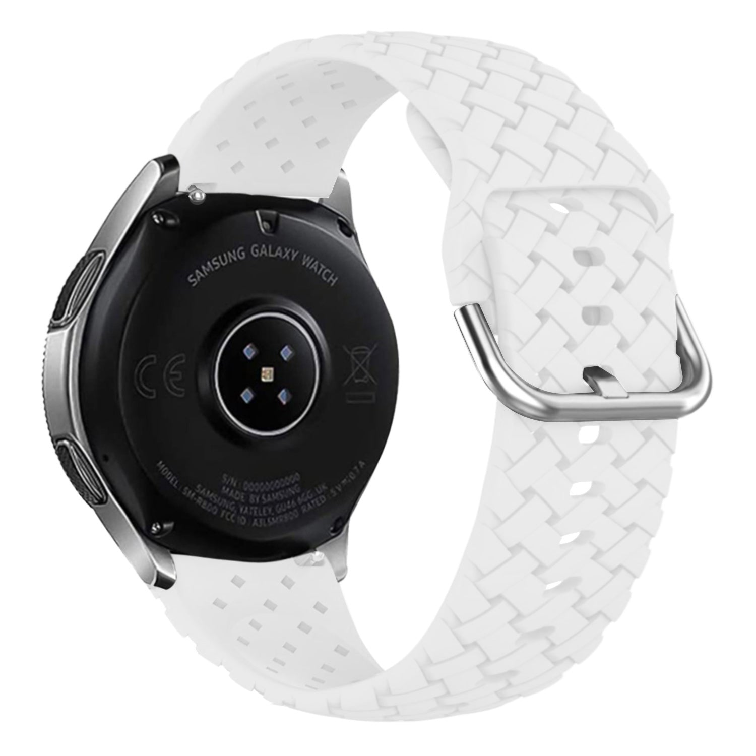 Gevlochten siliconen horlogebandje - 20mm - Wit