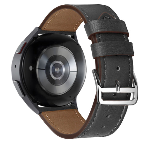 Lederen Deluxe horlogebandje - 22mm - Zwart