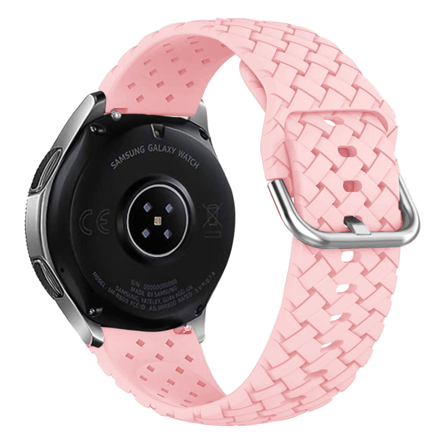 Gevlochten siliconen horlogebandje - 20mm - Roze