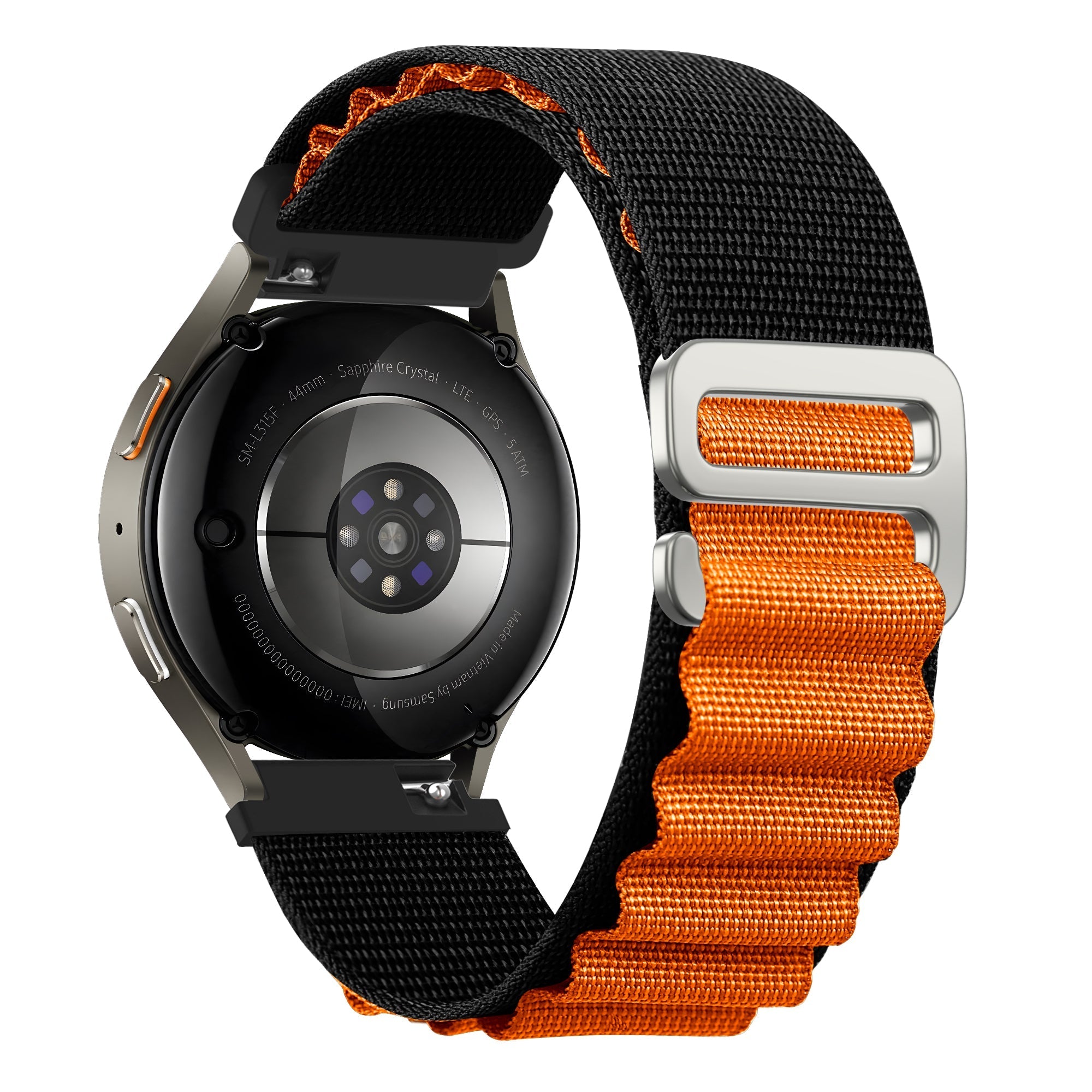 Alpine nylon horlogebandje - 20mm - Zwart/oranje