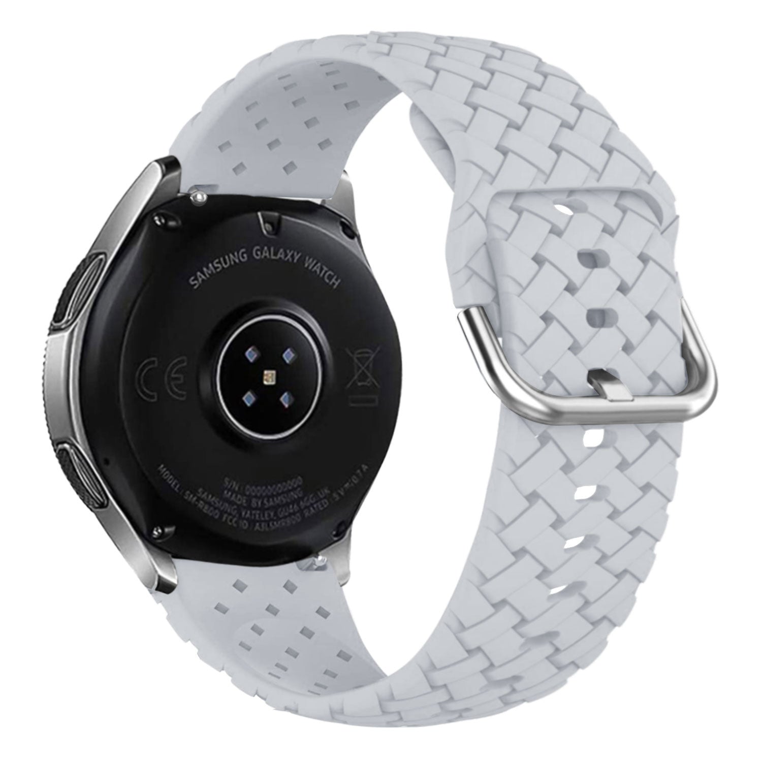 Gevlochten siliconen horlogebandje - 20mm - Grijs