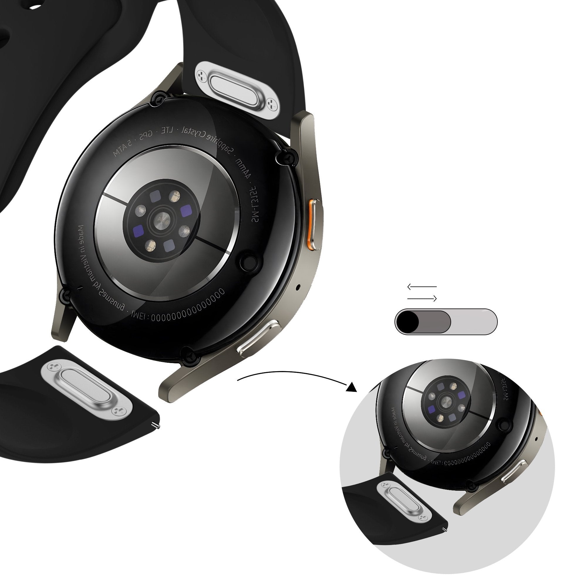 Sport Easy fit horlogebandje - 20mm - Zwart