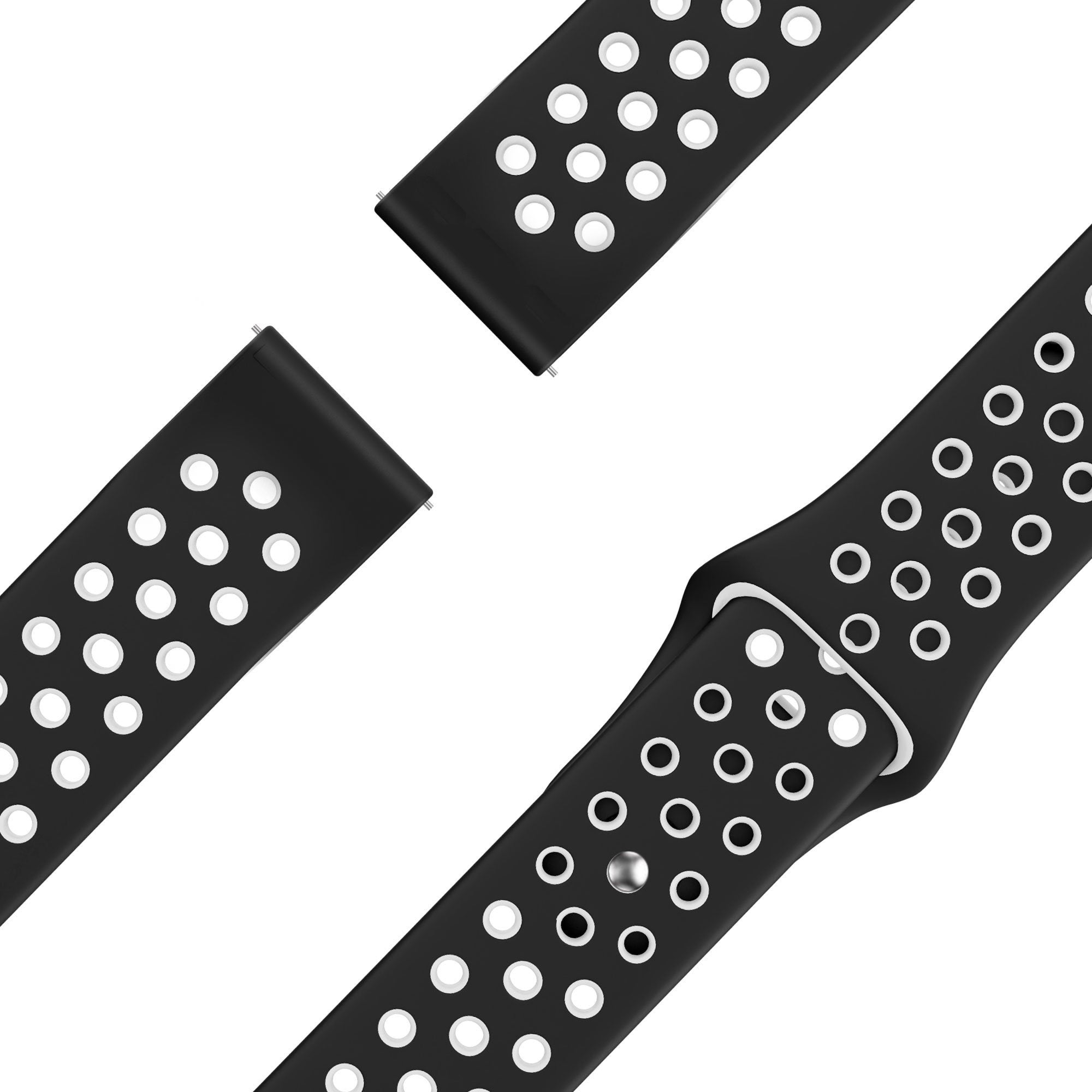 Sport Deluxe horlogebandje - 20mm - Zwart/wit
