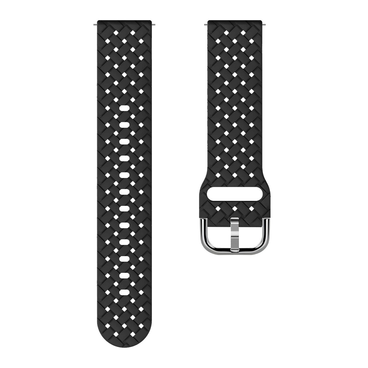 Gevlochten siliconen horlogebandje - 20mm - Zwart