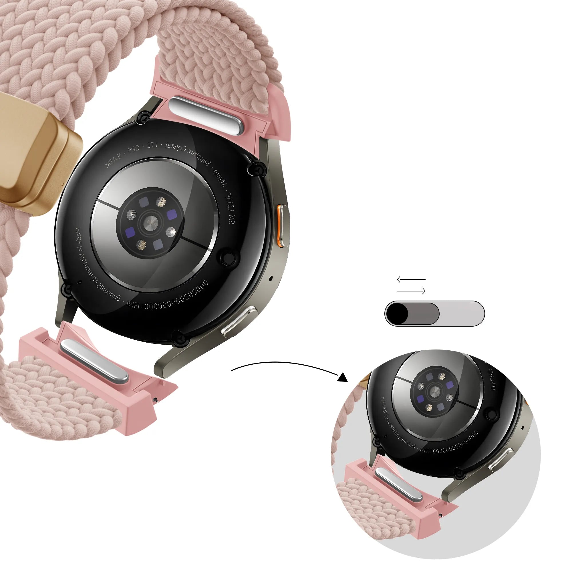 Gevlochten Easy Fit horlogebandje - 20mm - Roze