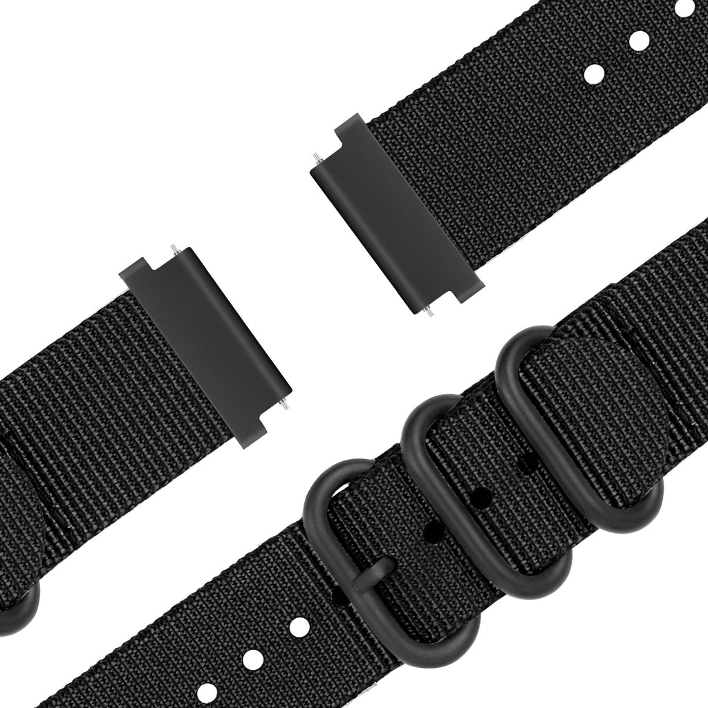 Nylon met gesp horlogebandje - 20mm - Zwart