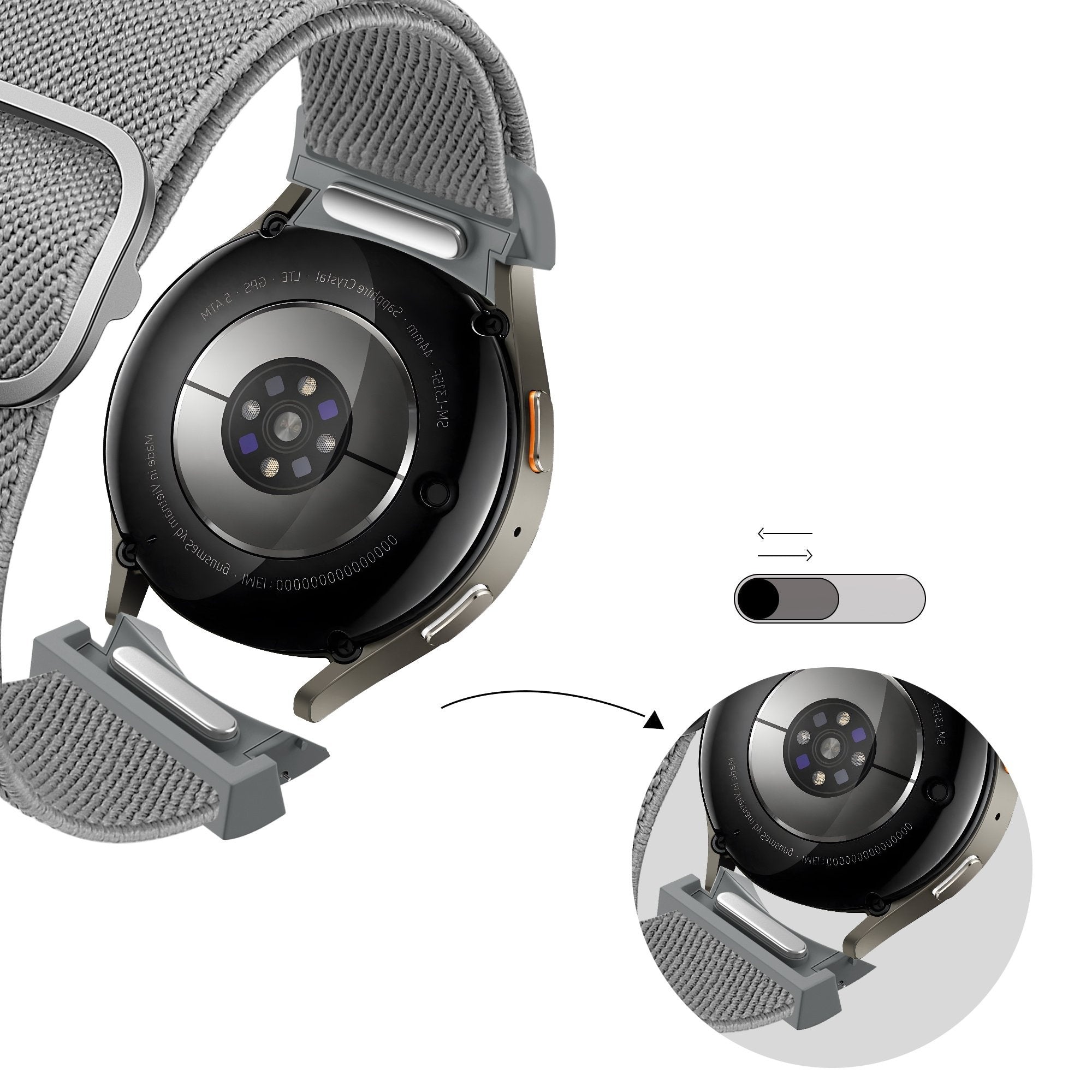 Elastische Easy Fit horlogebandje - 20mm - Grijs