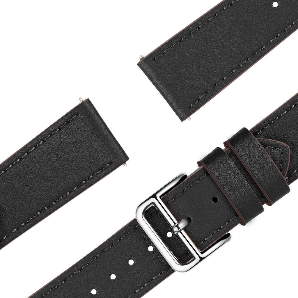 Leren Deluxe horlogebandje - 20mm - Zwart