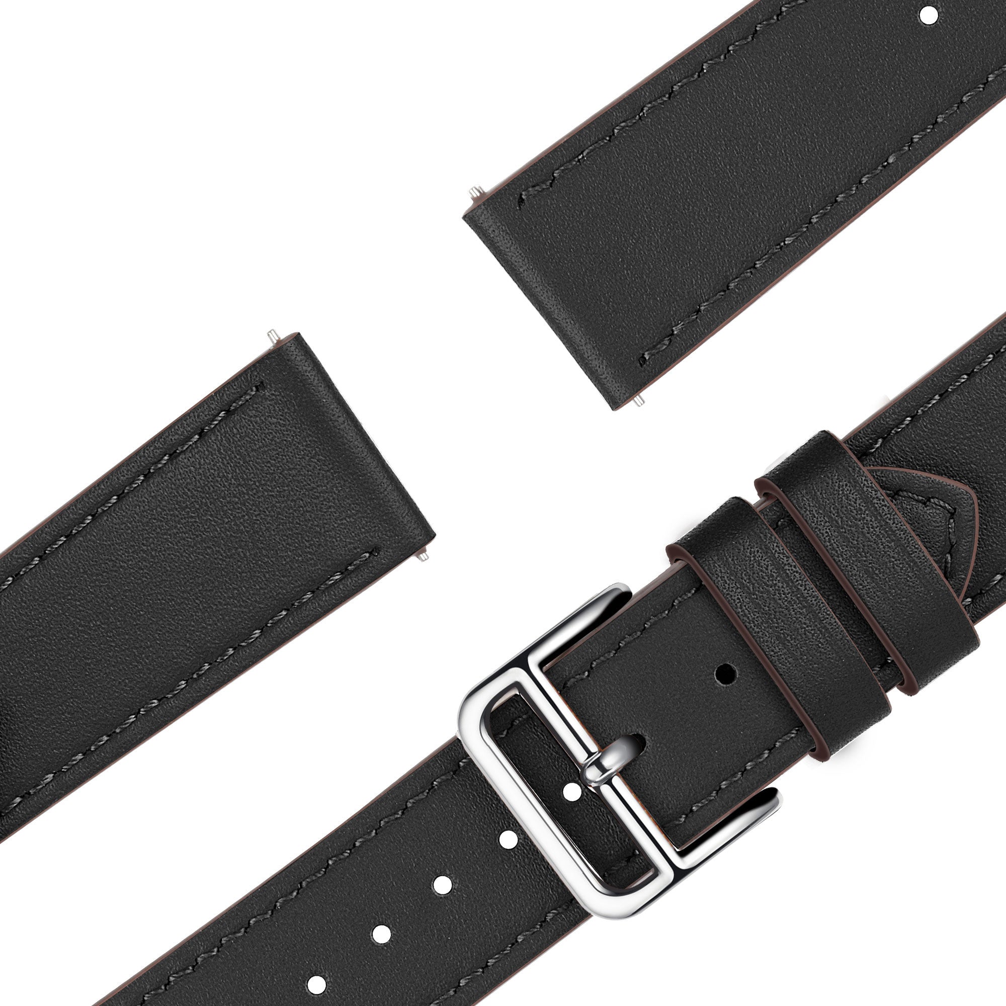 Leren Deluxe horlogebandje - 20mm - Zwart
