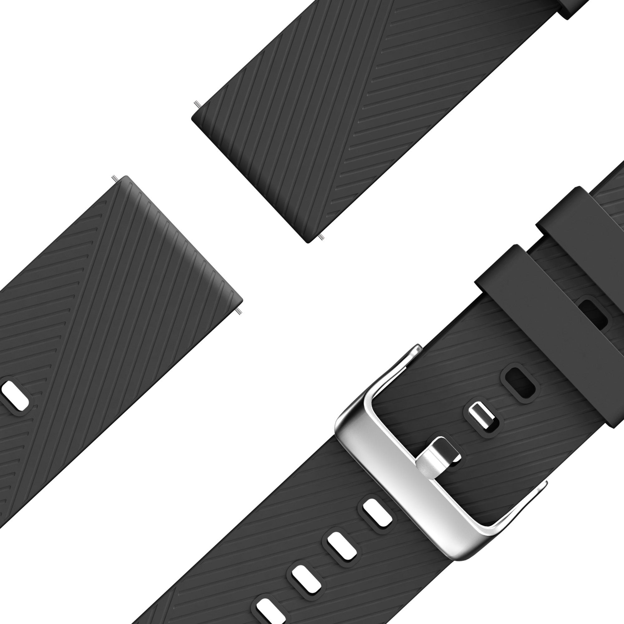 Siliconen Deluxe horlogebandje - 20mm - Zwart