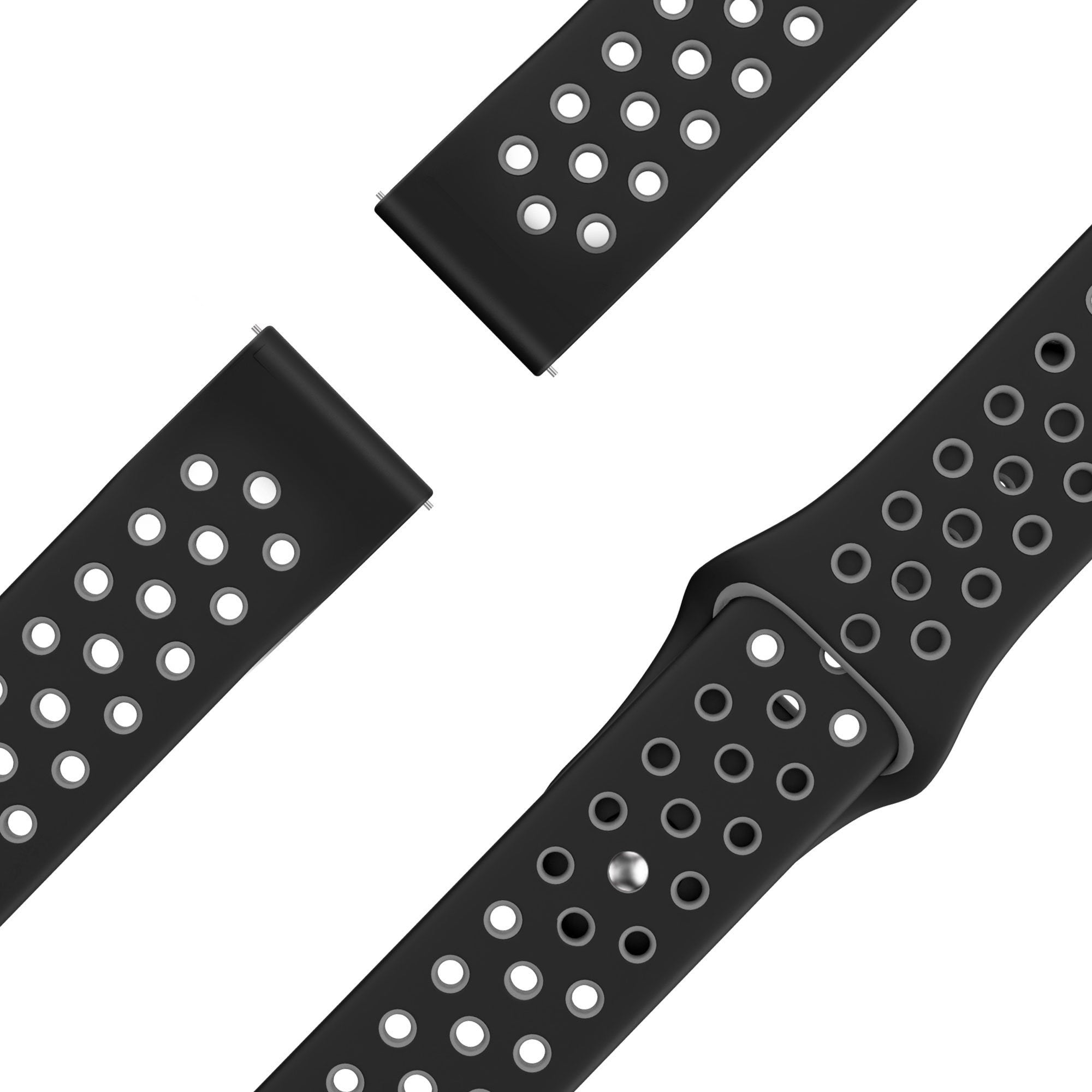 Sport Deluxe horlogebandje - 20mm - Zwart/grijs
