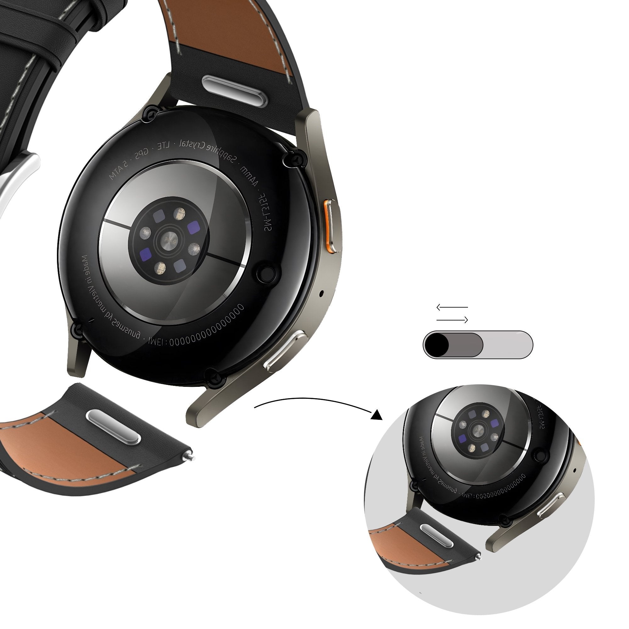 Leren Easy Fit horlogebandje - 20mm - Zwart