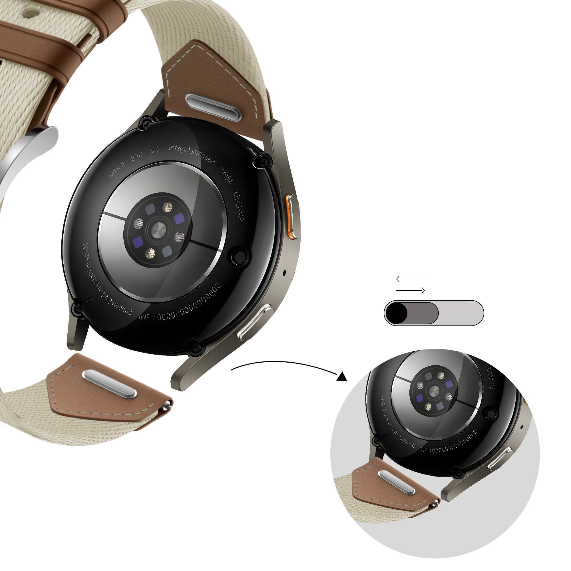 Leren Hybrid Easy Fit horlogebandje - 18mm - Beige/bruin
