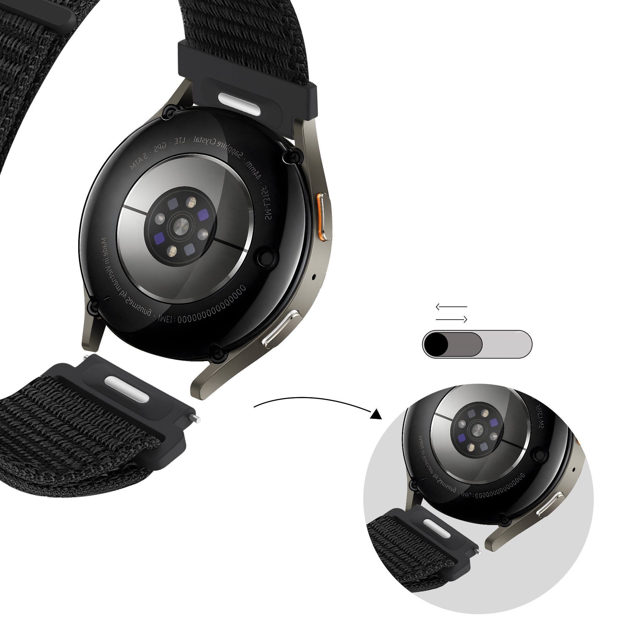 Nylon Easy fit horlogebandje - 20mm - Zwart