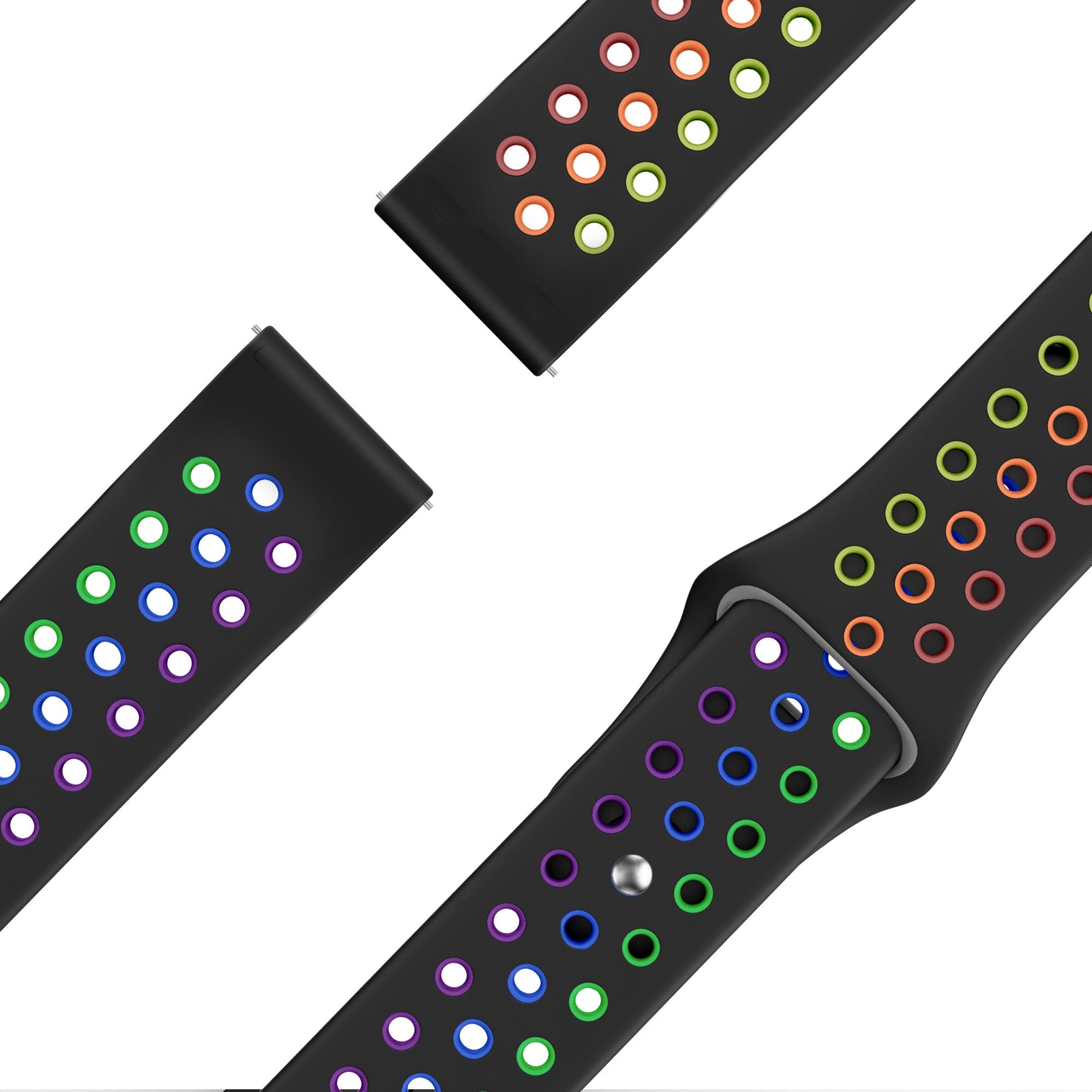 Sport Deluxe horlogebandje - 20mm - Zwart/rainbow