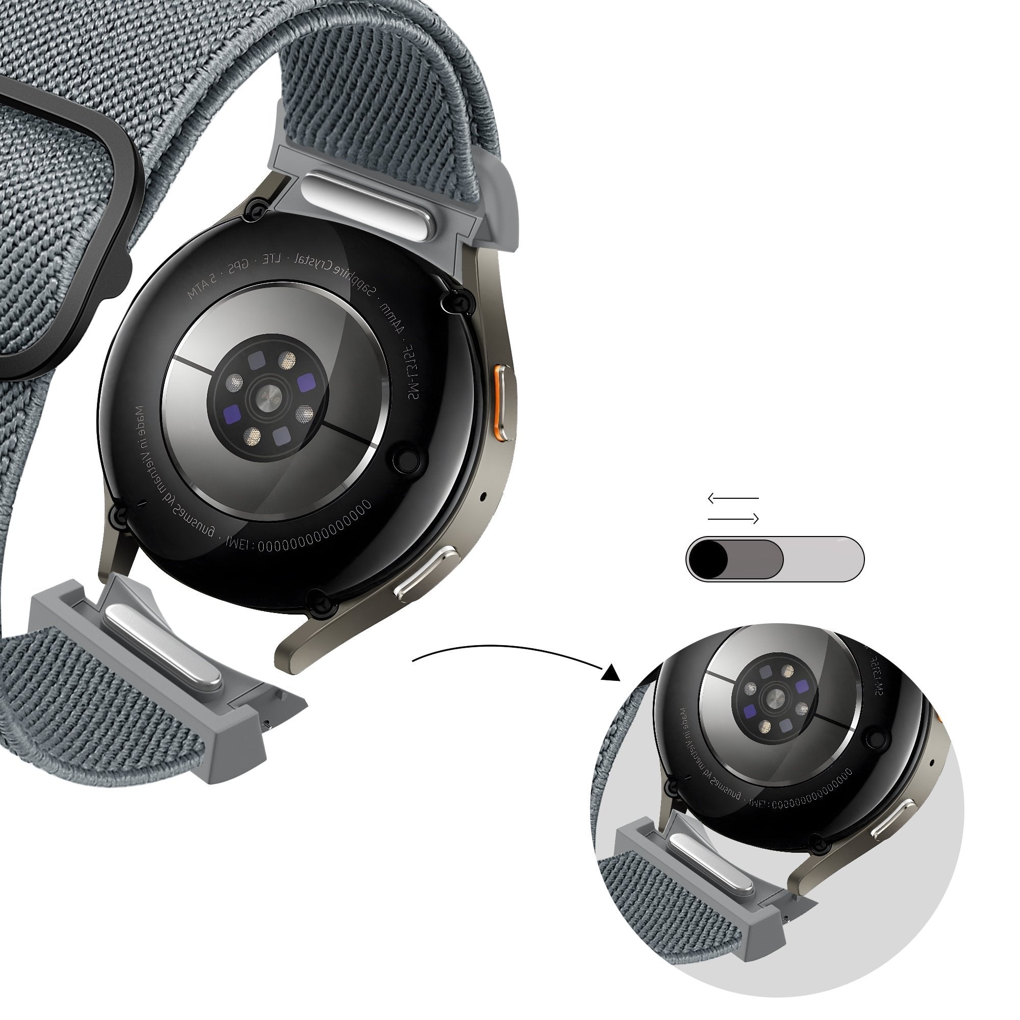 Elastische Easy Fit horlogebandje - 20mm - Grijsblauw
