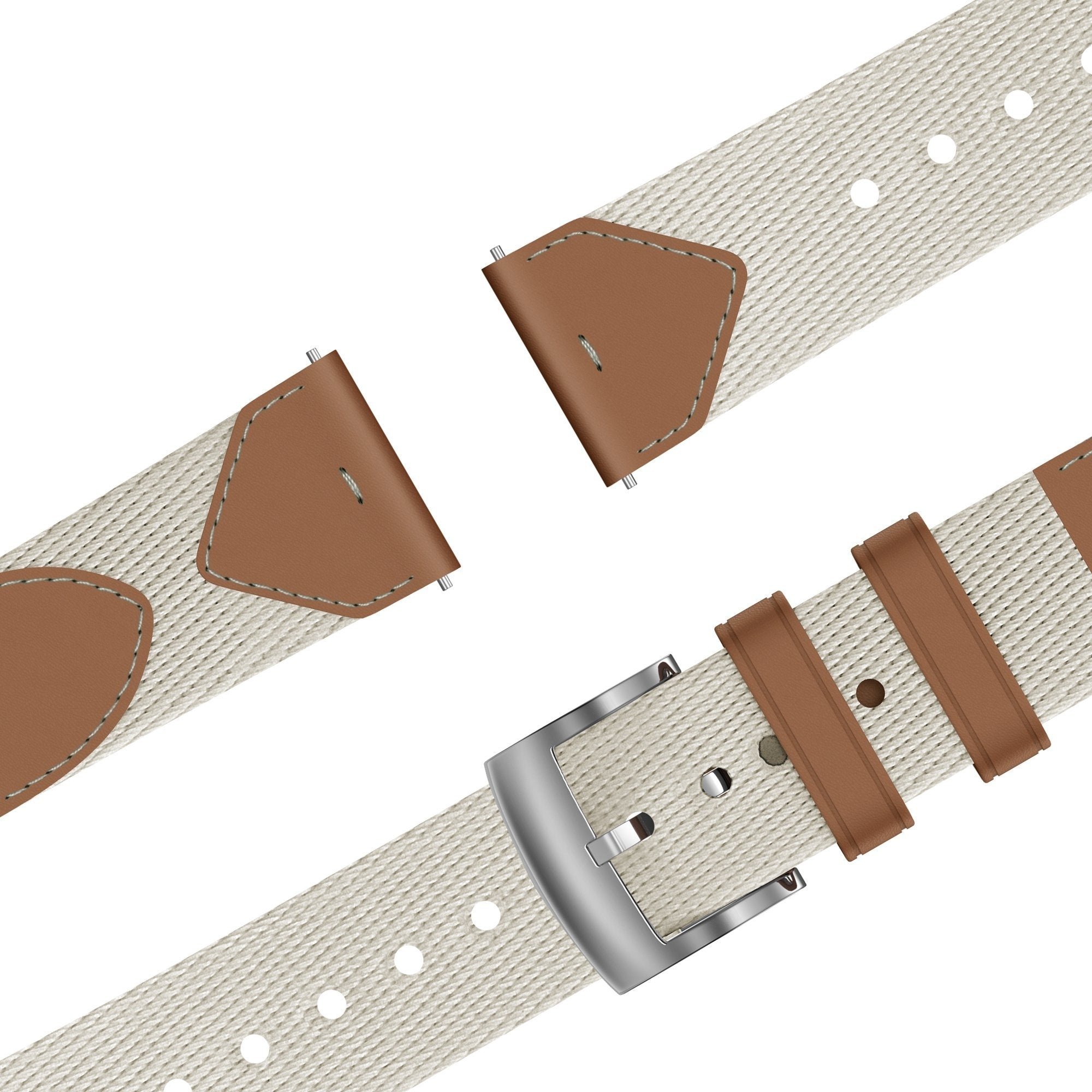 Leren Hybrid Easy Fit horlogebandje - 18mm - Beige/bruin