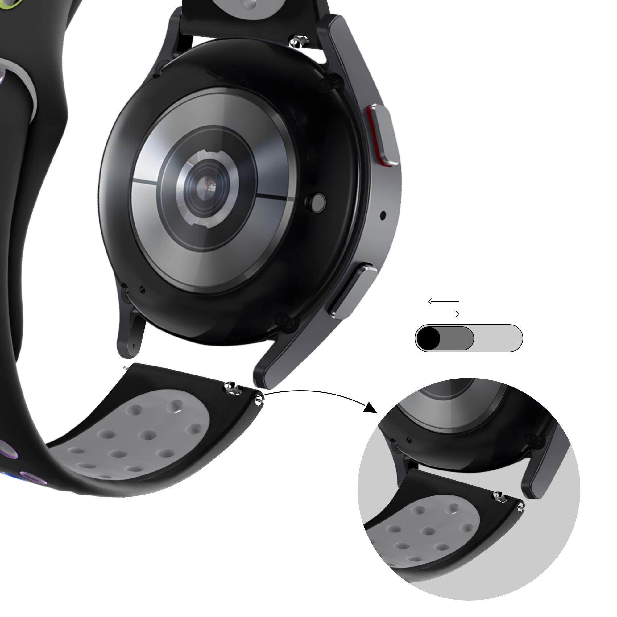 Sport Deluxe horlogebandje - 20mm - Zwart/rainbow
