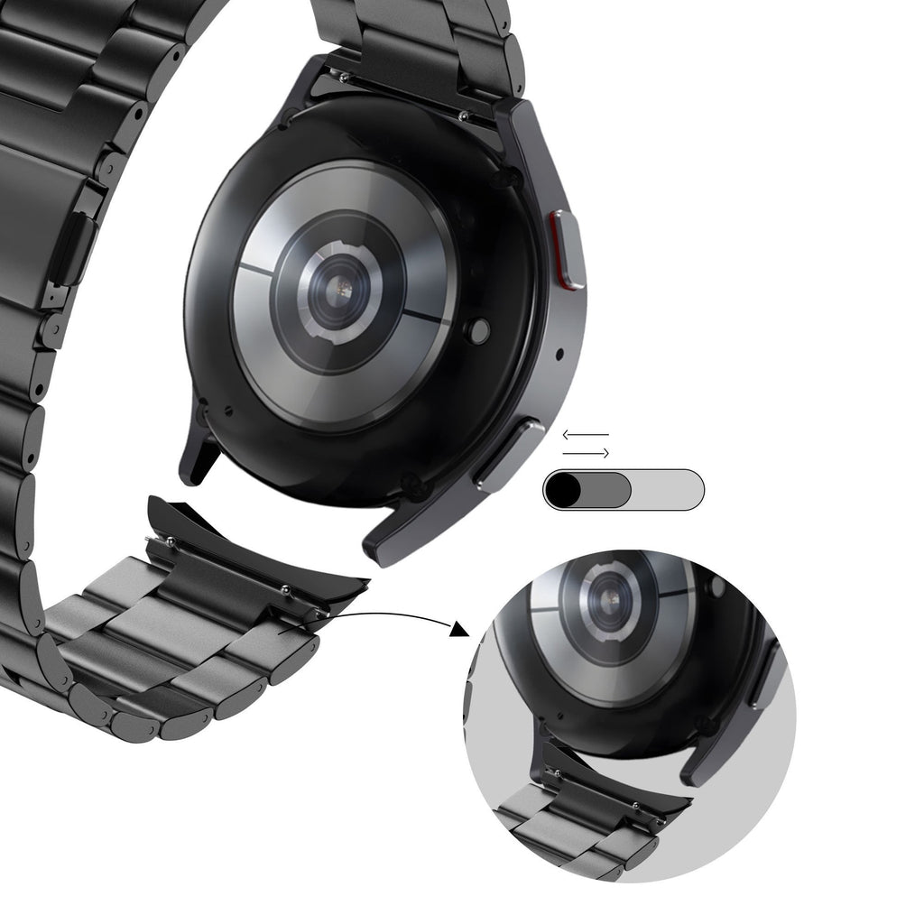 Titanium Schakel horlogebandje - 20mm - Zwart