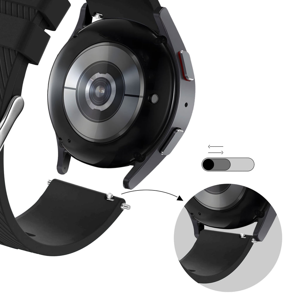 Siliconen Deluxe horlogebandje - 20mm - Zwart