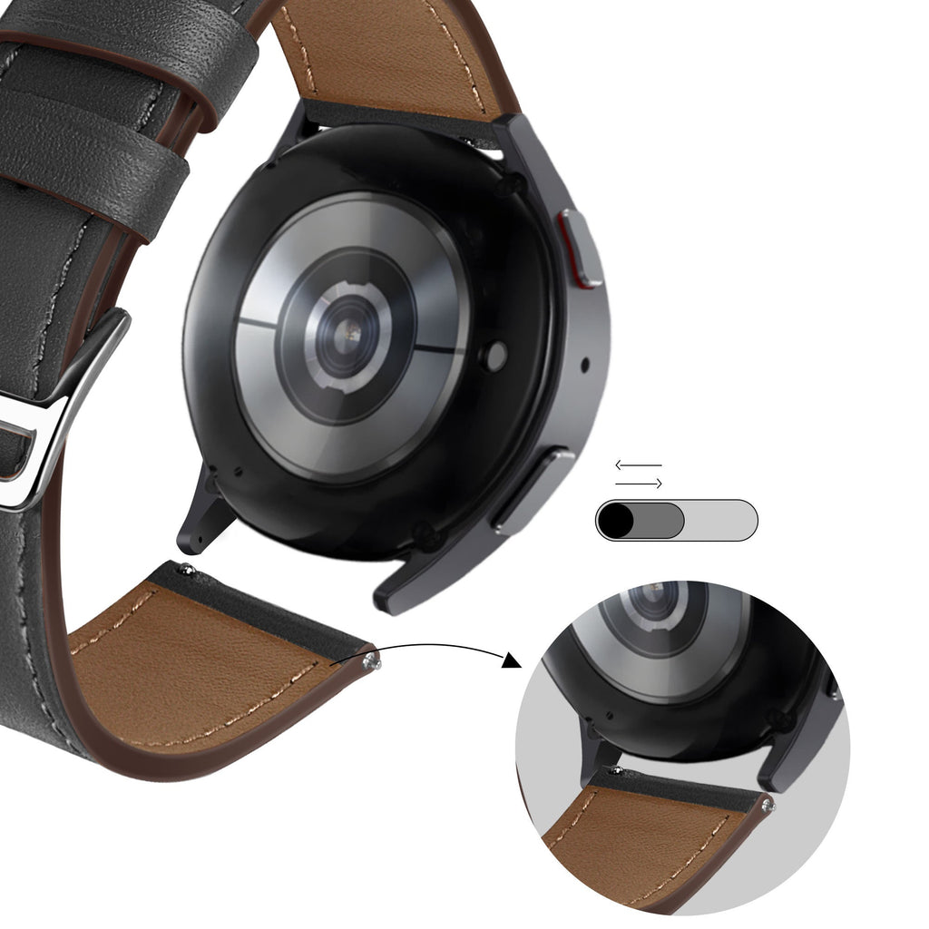 Leren Deluxe horlogebandje - 20mm - Zwart