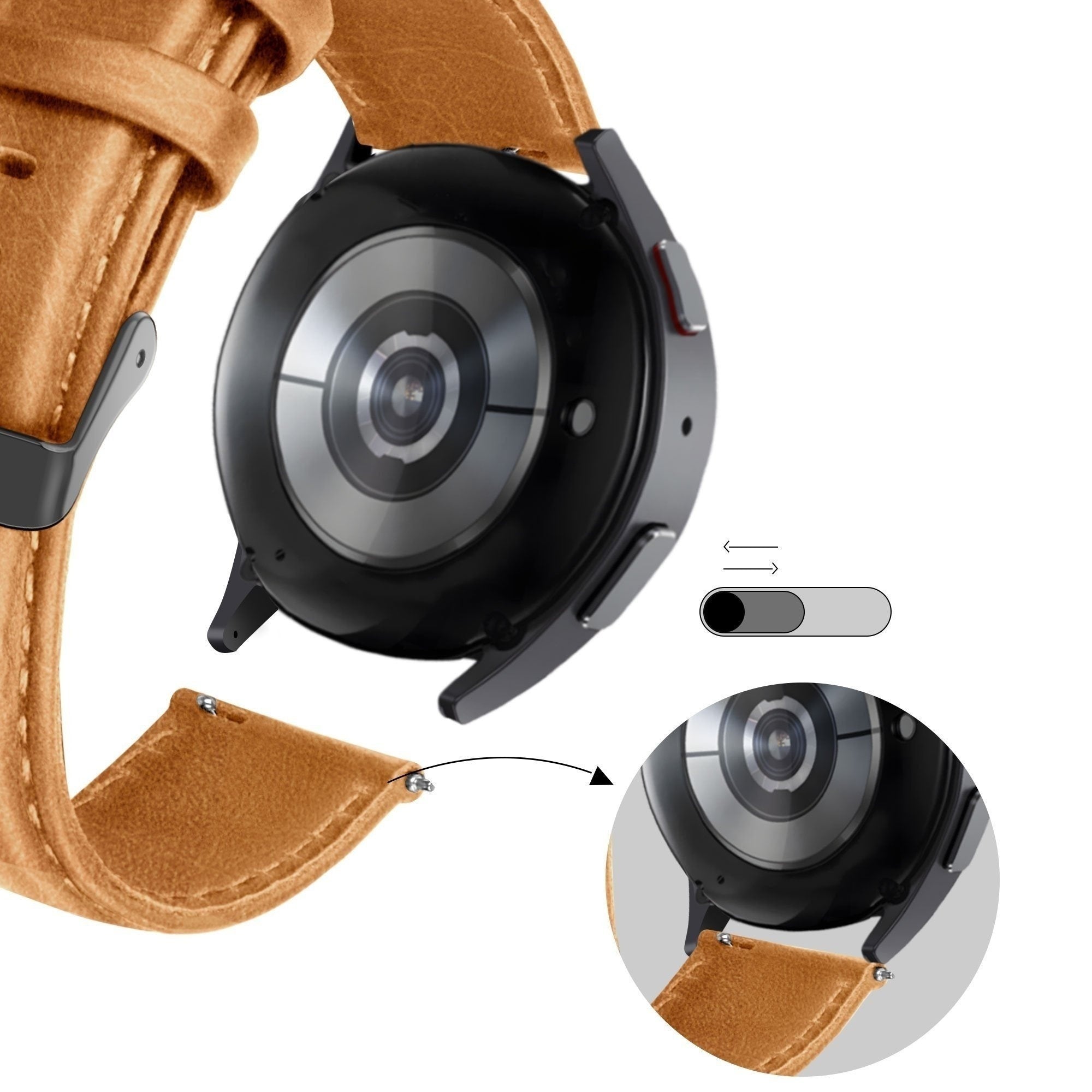 Lederen Classic horlogebandje - 22mm - Bruin