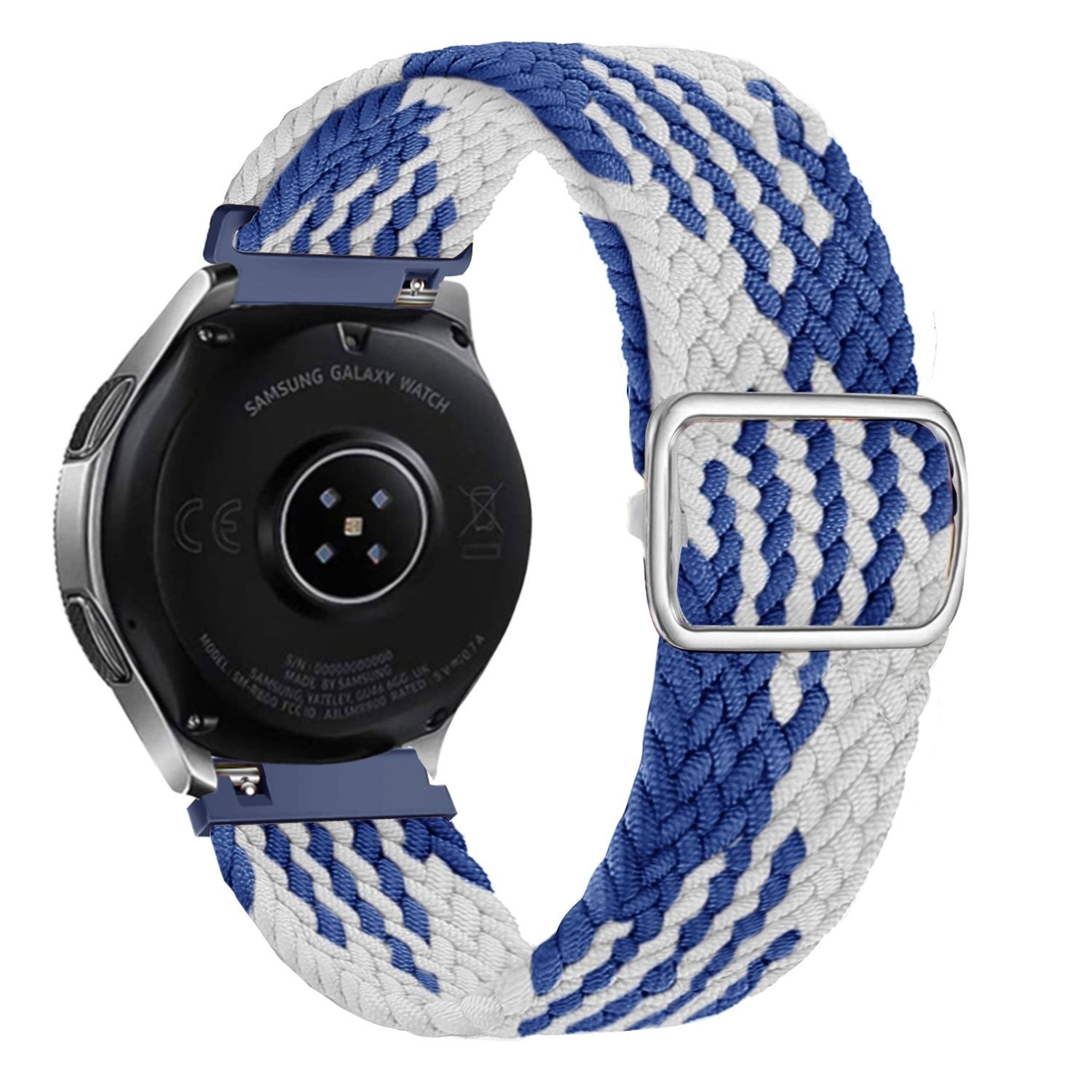 Verstelbaar Geweven horlogebandje - 20mm - Blauw/wit
