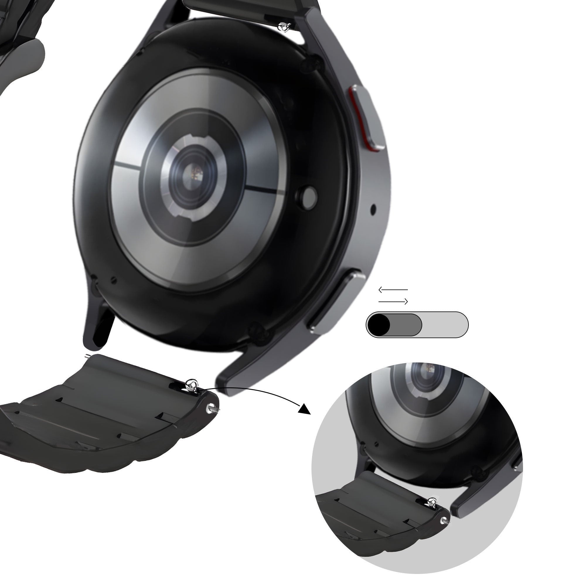 Sport Gestreept horlogebandje - 22mm - Zwart/rood