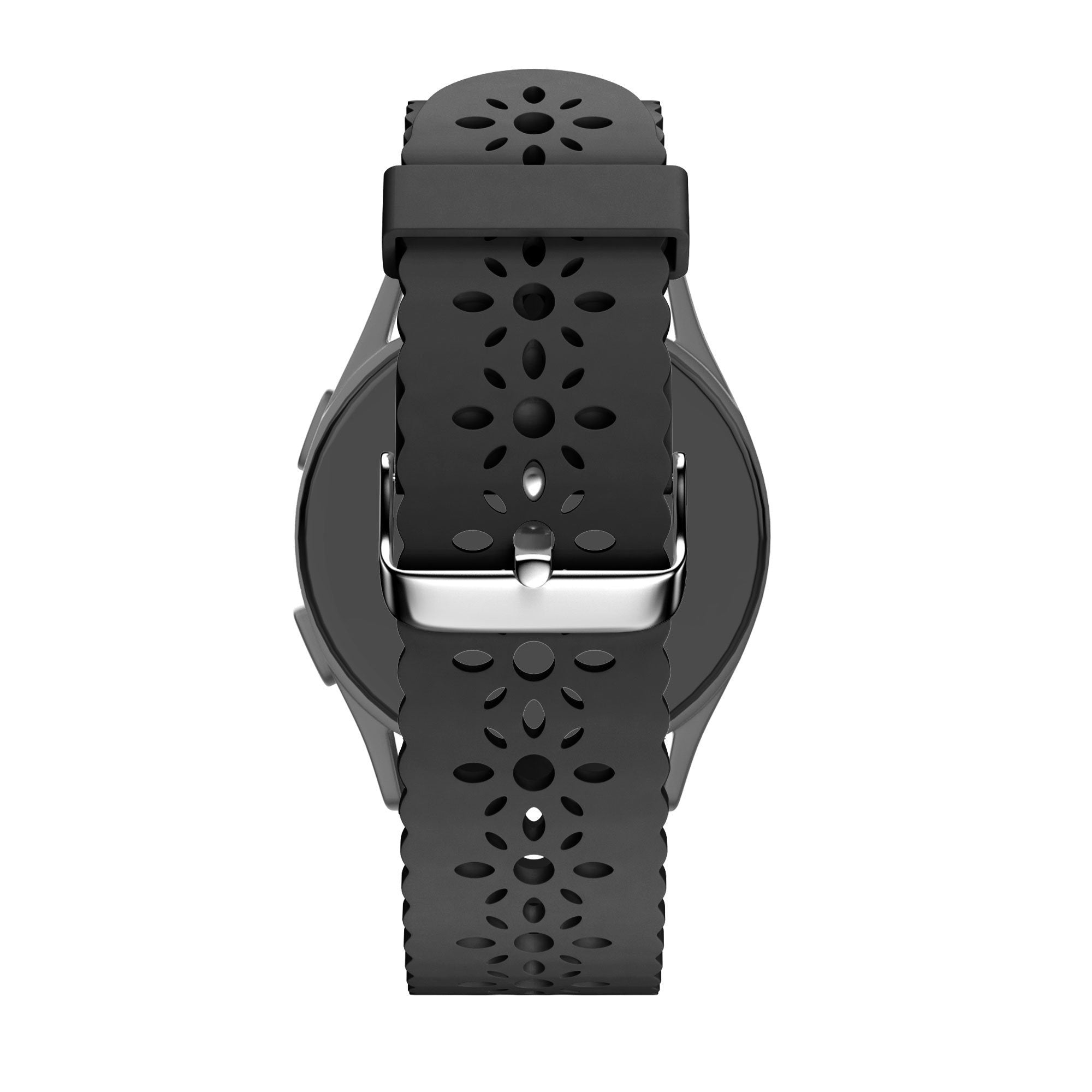 Siliconen met bloemenpatroon horlogebandje - 20mm - Zwart