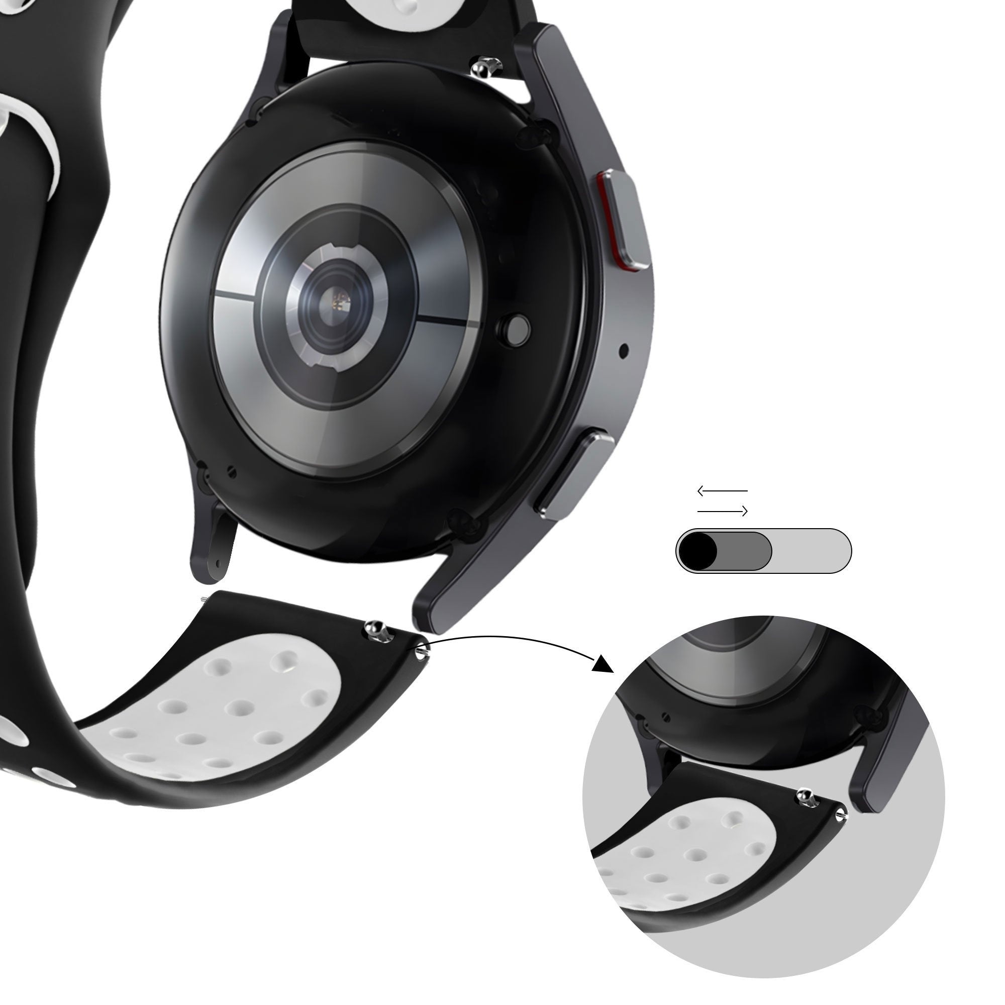 Sport Deluxe horlogebandje - 20mm - Zwart/wit