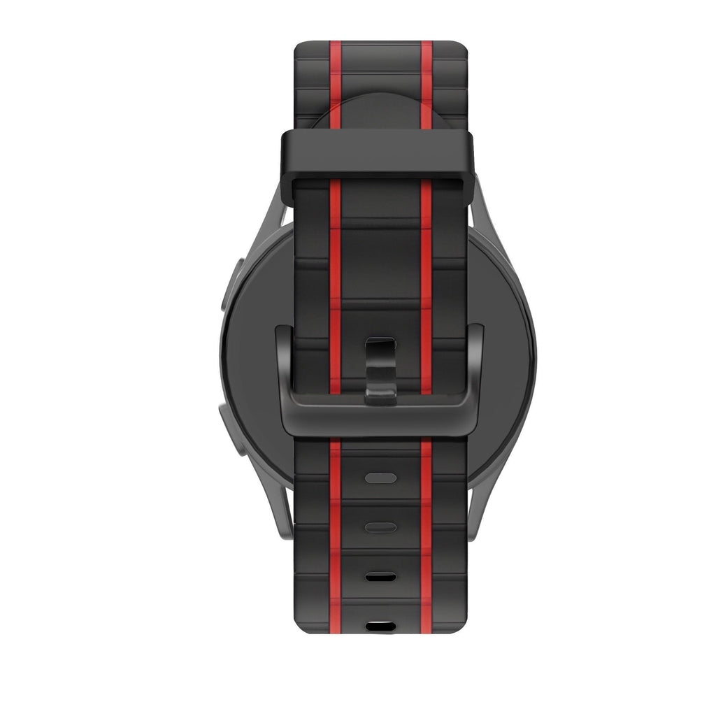Sport Gestreept horlogebandje - 22mm - Zwart/rood