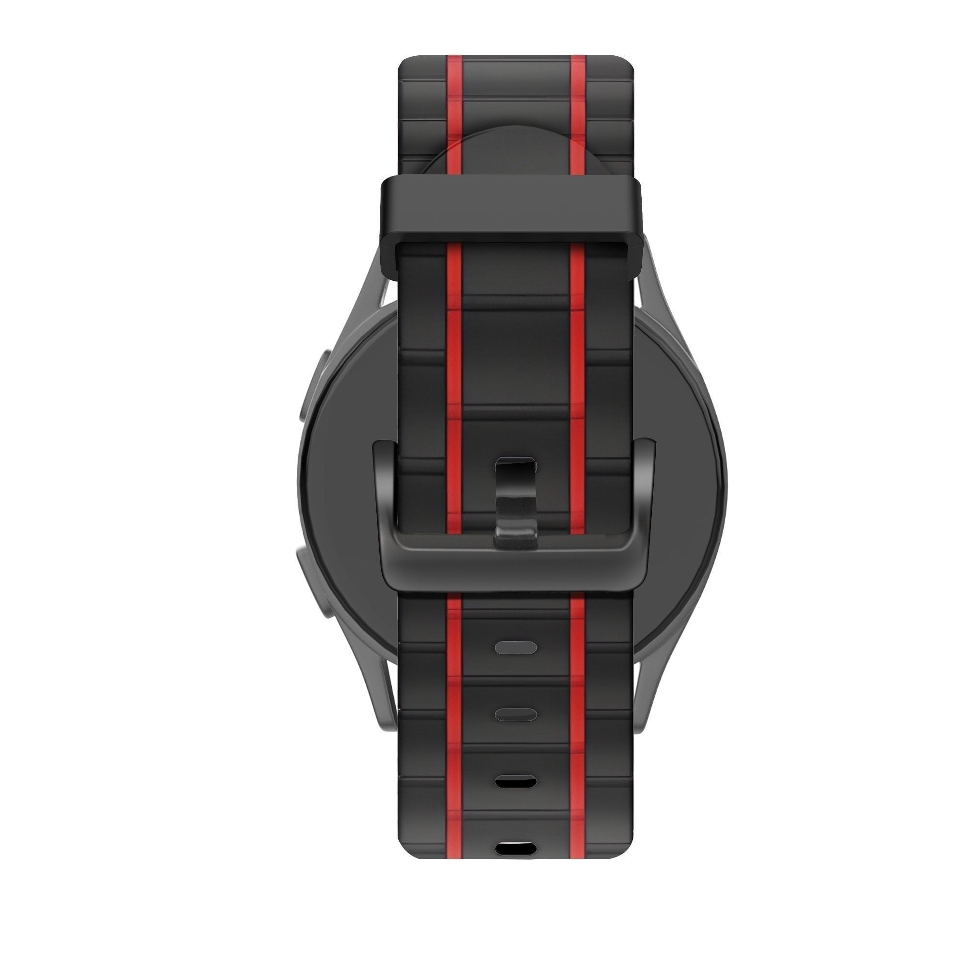 Sport Gestreept horlogebandje - 22mm - Zwart/rood