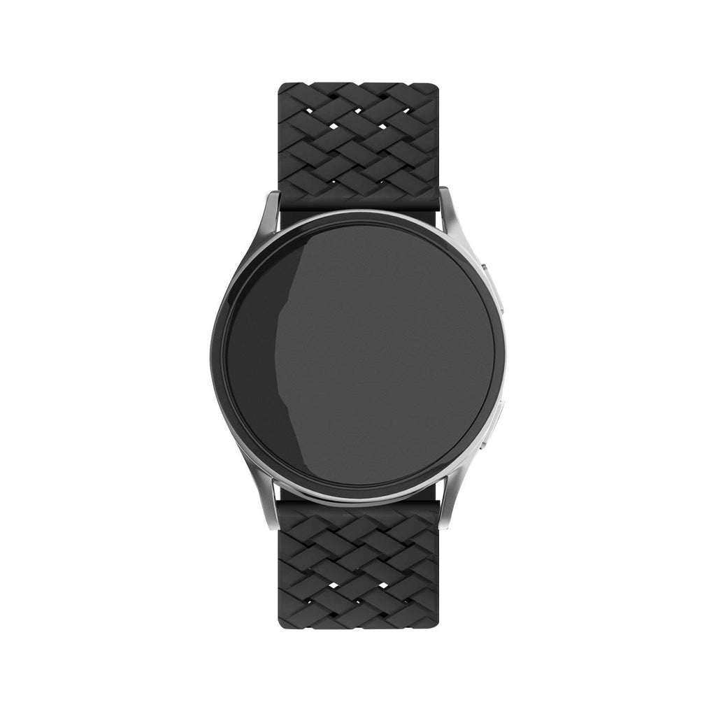 Gevlochten siliconen horlogebandje - 20mm - Zwart
