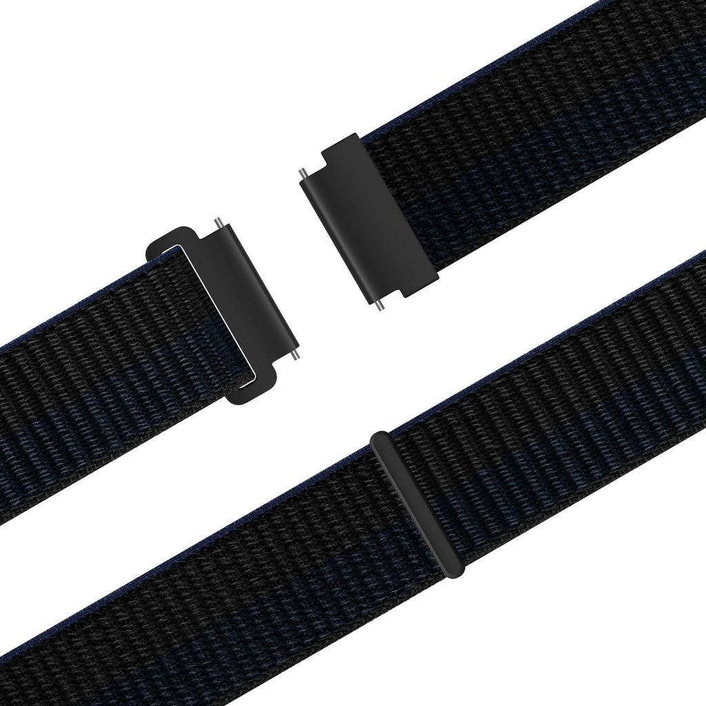 Nylon Easy fit horlogebandje - 20mm - Zwart/blauw
