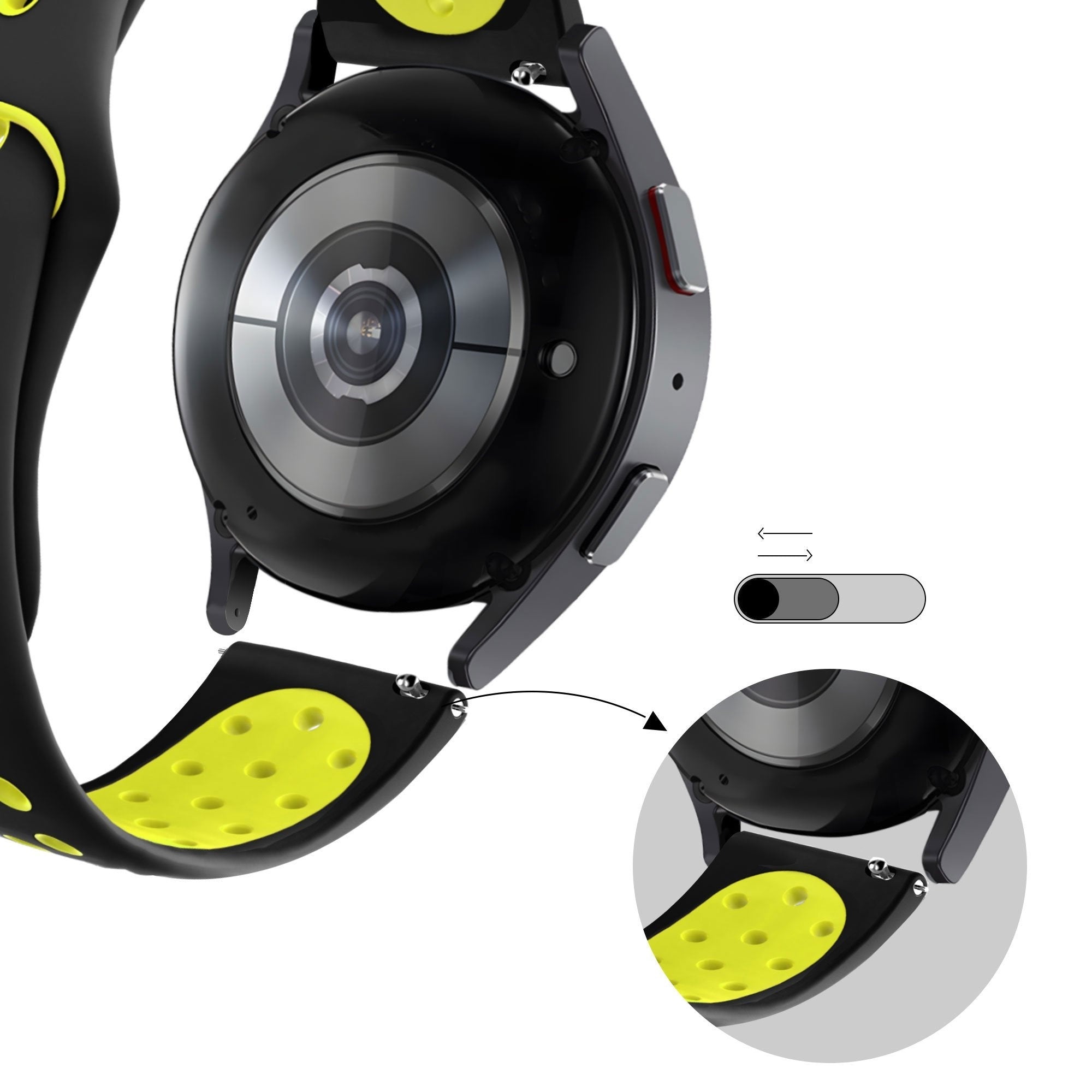 Sport Deluxe horlogebandje - 20mm - Zwart/geel