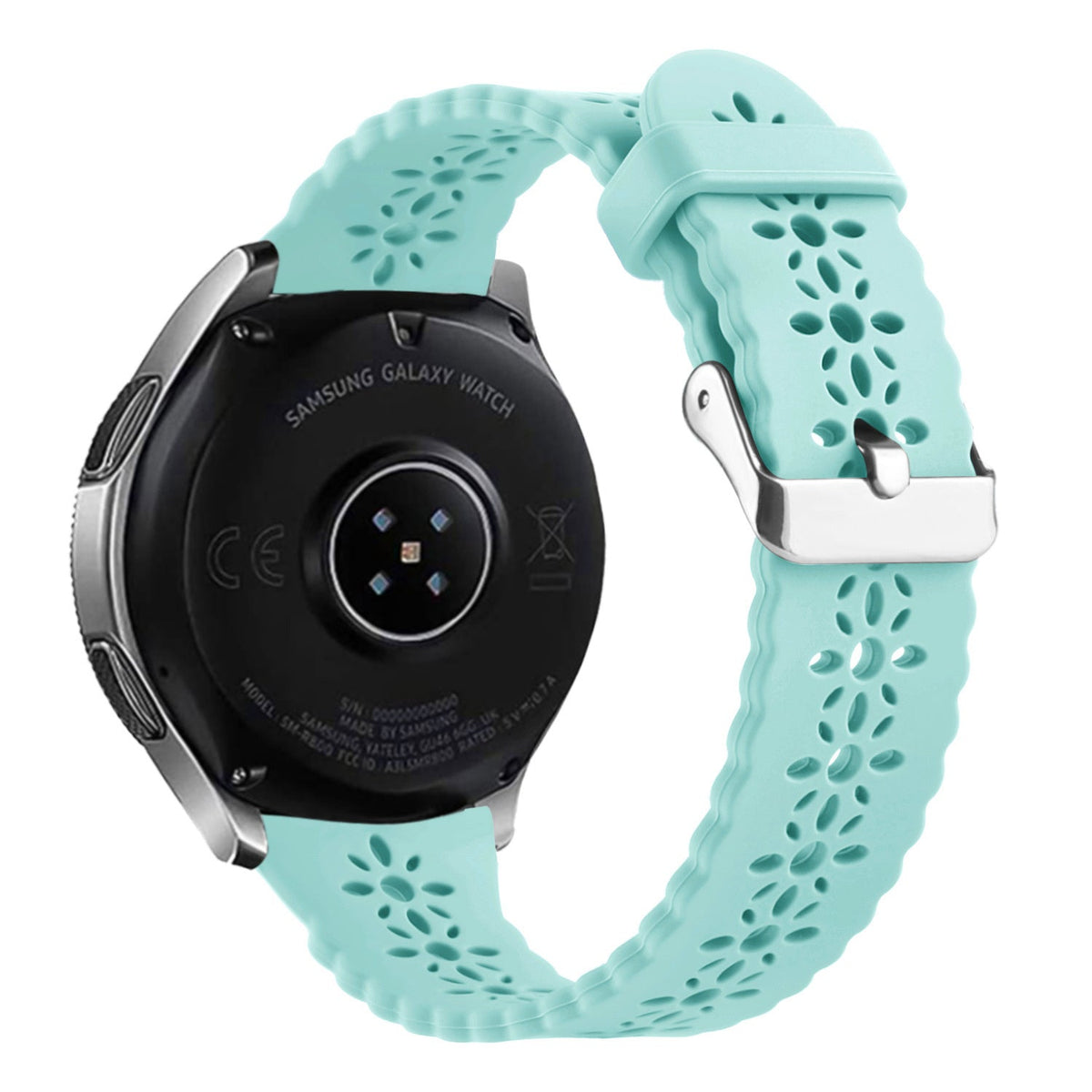 Siliconen met Patroon horlogebandje - 20mm - Blue sea green