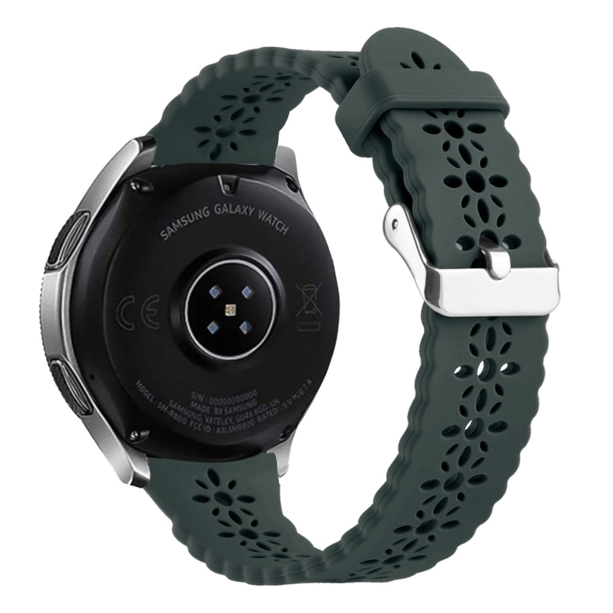 Siliconen met Patroon horlogebandje - 20mm - Dennengroen