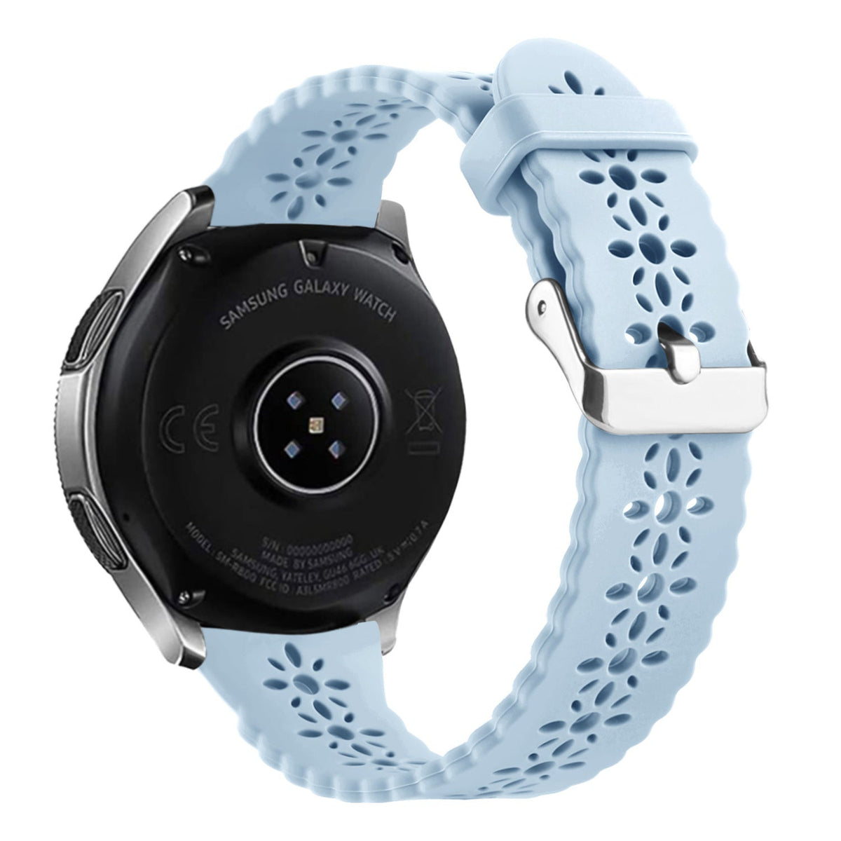 Siliconen met Patroon horlogebandje - 20mm - Mist blauw