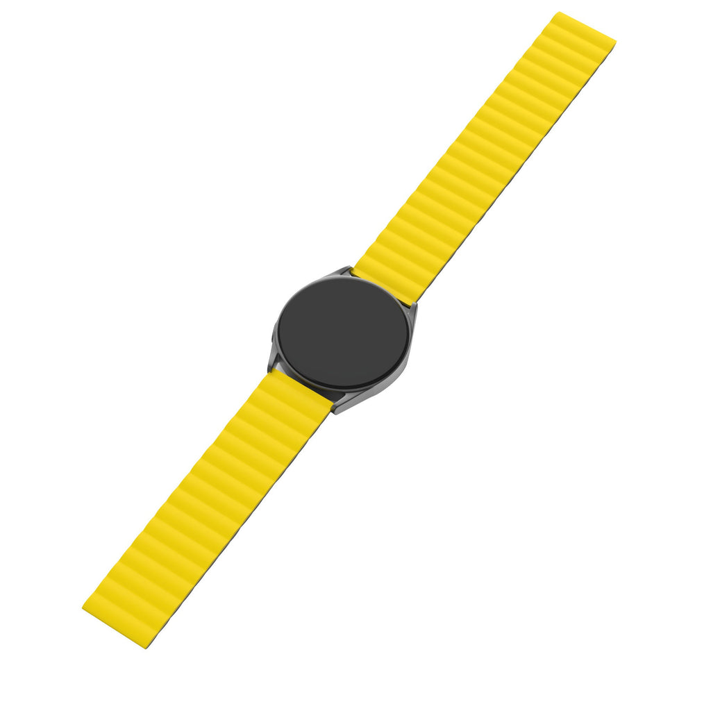 Magnetisch siliconen horlogebandje - 20mm - Zwart/geel