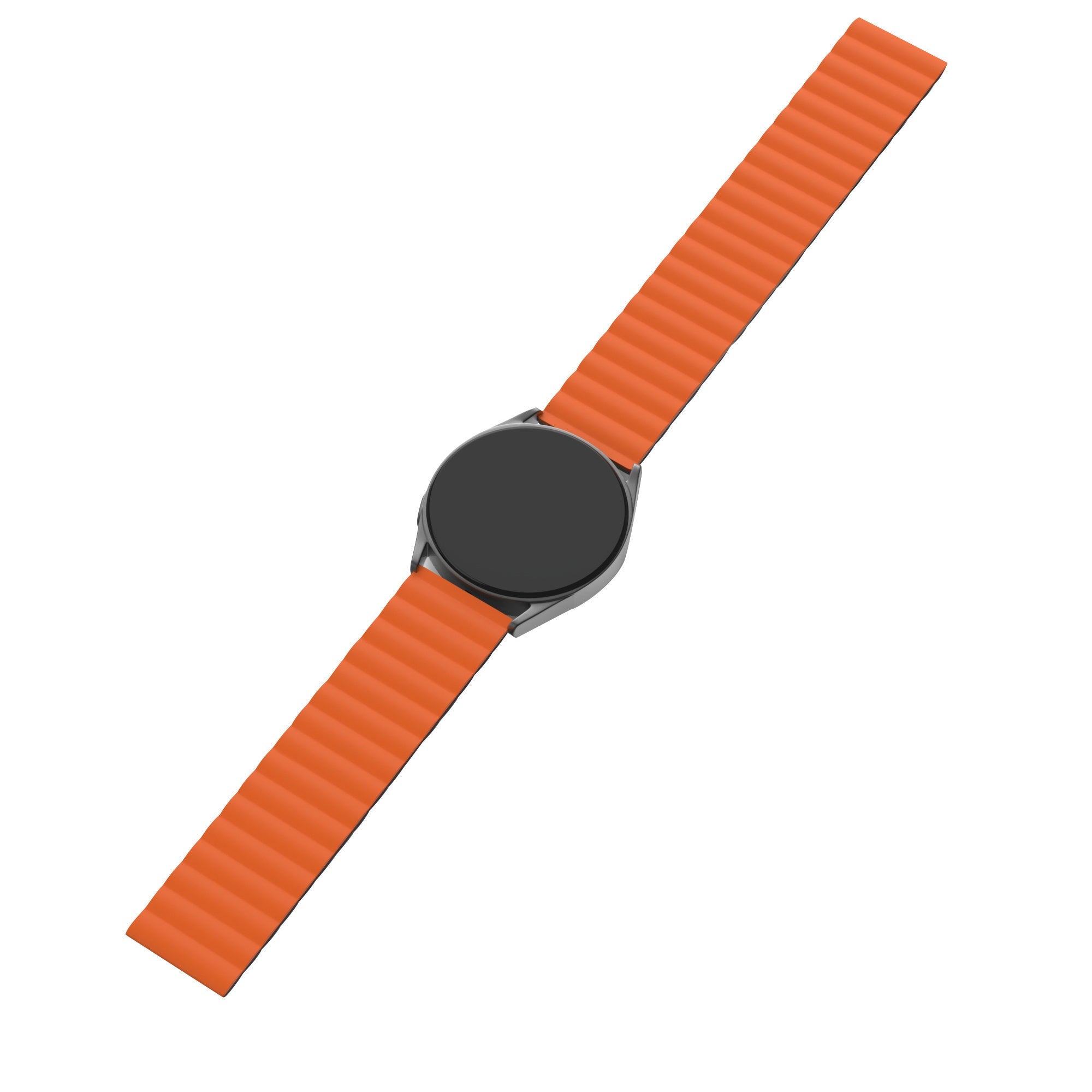 Magnetisch siliconen horlogebandje - 20mm - Zwart/oranje