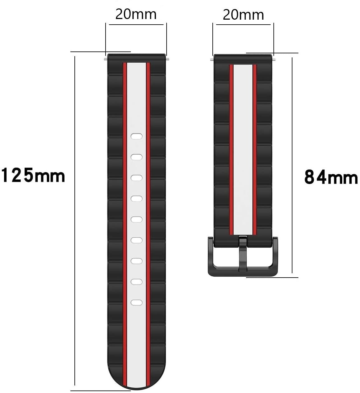 Special Edition horlogebandje - 20mm - Zwart/wit